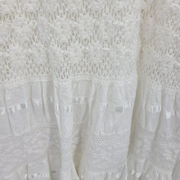 80's Magic Dress Boho Hippy Cottage Core Spaghetti Midi Tired Lace White 3X - Picture 7 of 11